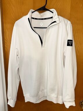 Hooey White Quarter-Zip Pullover with Black Trim